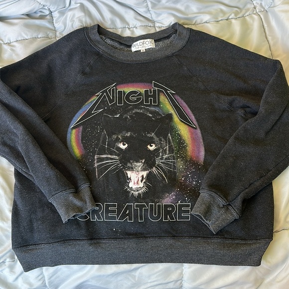Wildfox Night Creature Black Sweatshirt Small preowned - Picture 5 of 12